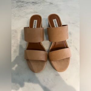 STEVE MADDEN Ilena Block Heel Slide Sandal, Camel, 10